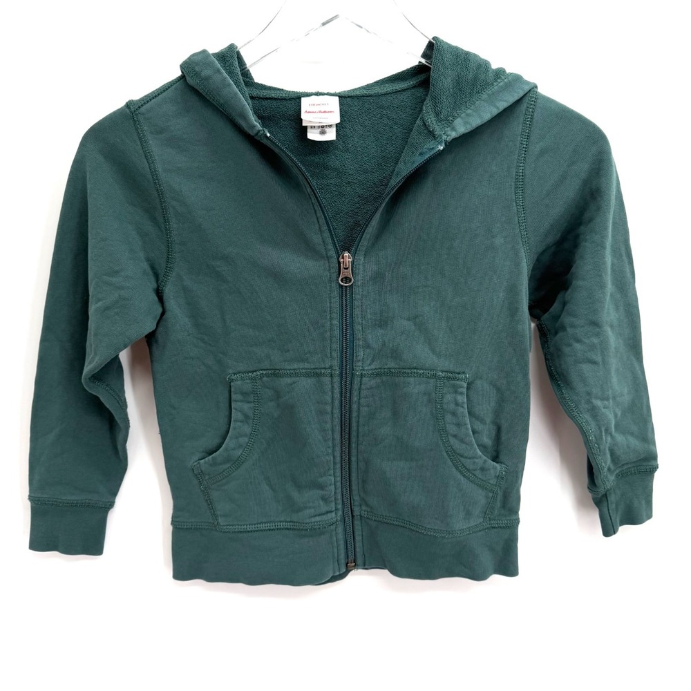 Hanna Andersson Zip Up Hoodie Sweatshirt Boy/Girl Kids Size 5 Green Cotton